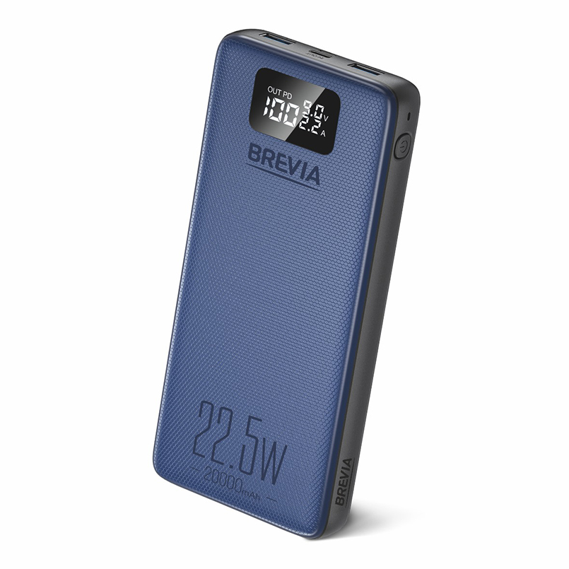 Повербанк BREVIA універсальна мобільна батарея 20000mAh 22,5W з LCD-дисплеєм Синьо-чорний (44218)